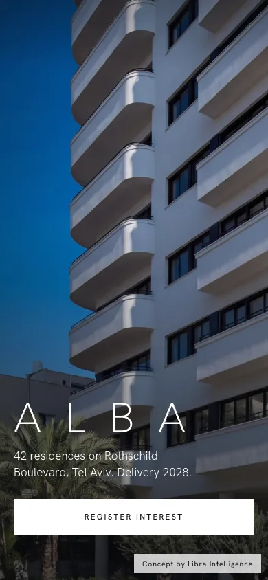 The ALBA Residences website on a phone