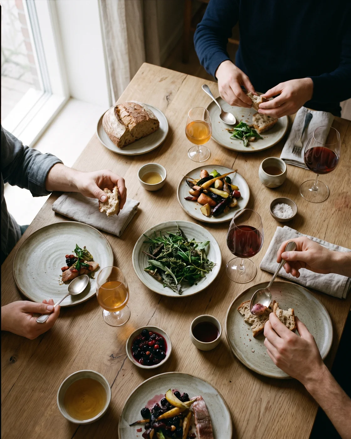 Guests sharing plates at a table