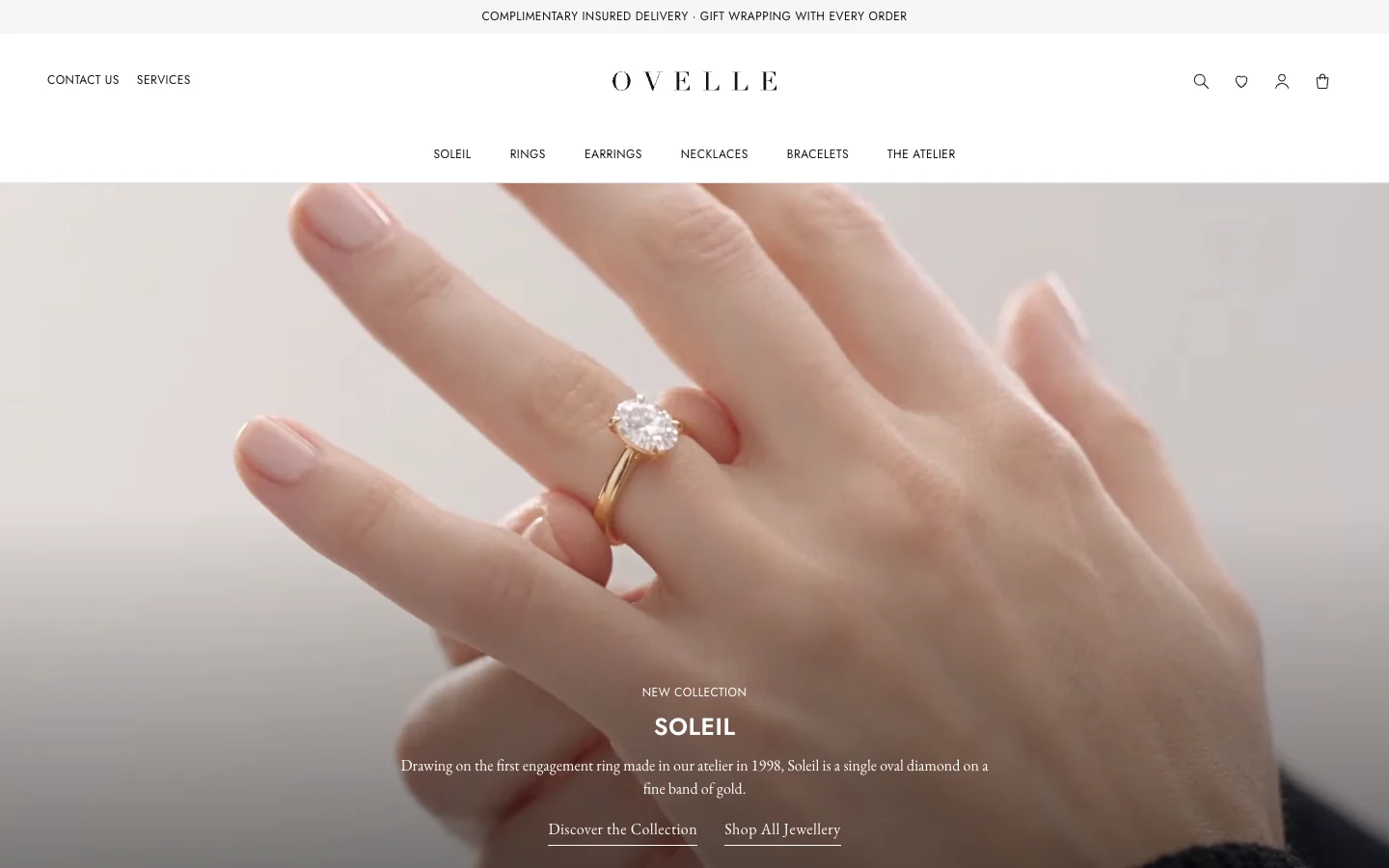 The OVELLE home page on desktop