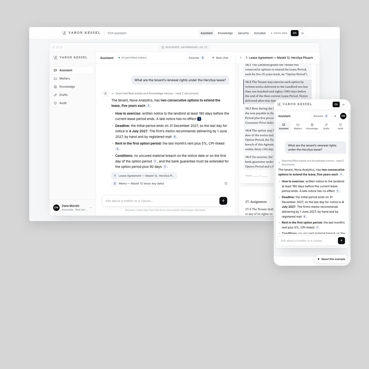 Varon Kessel · AI assistant on company knowledge · Professional services