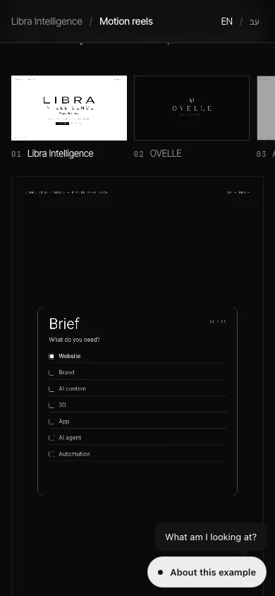 Libra Intelligence · Motion reels
