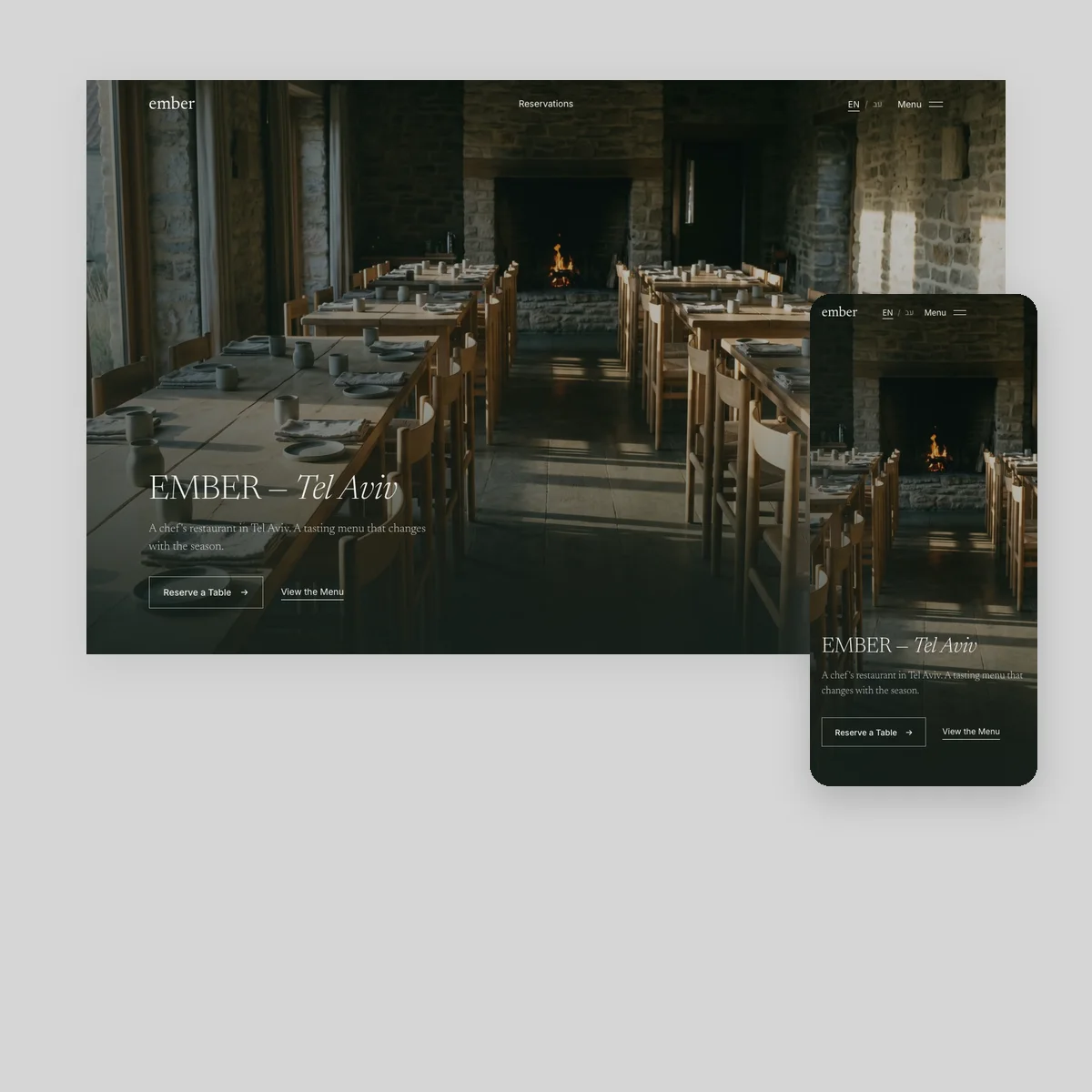 EMBER · Business website · Hospitality
