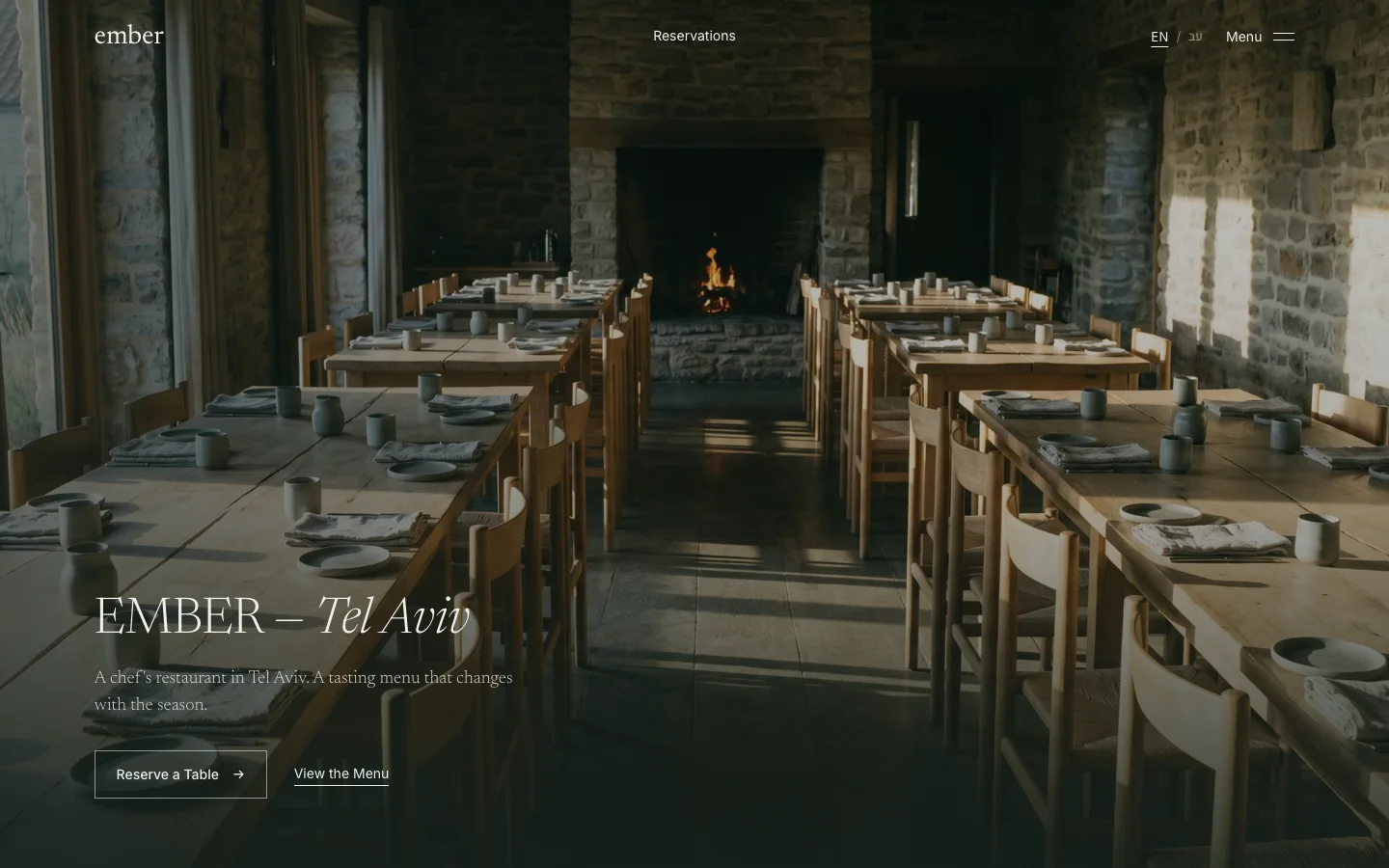 The EMBER restaurant website