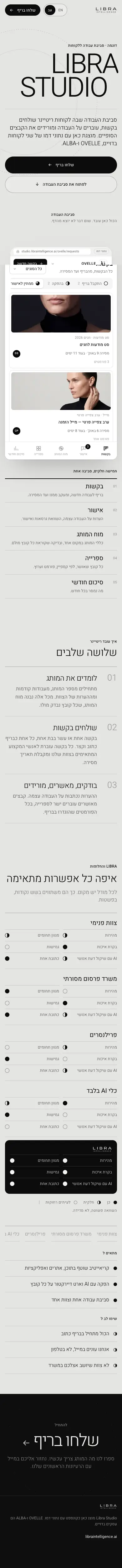 Libra Studio · מרחב העבודה ללקוחות